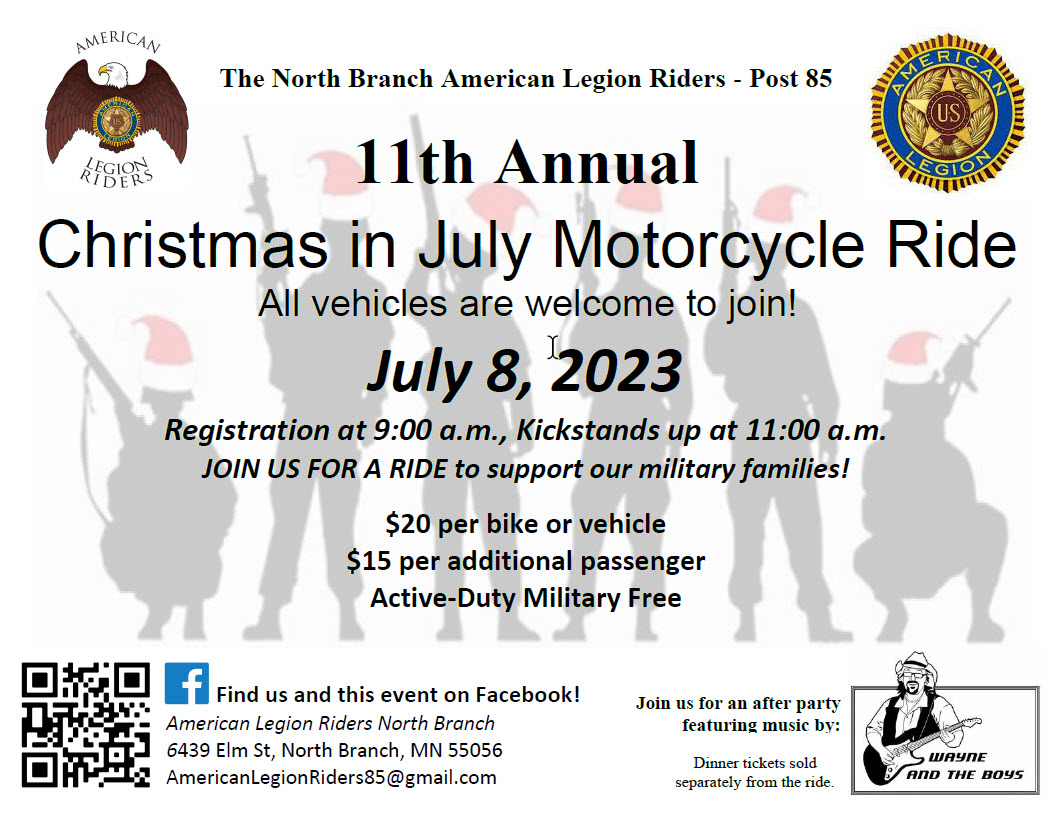 2023 Christmas in July Ride flyer
